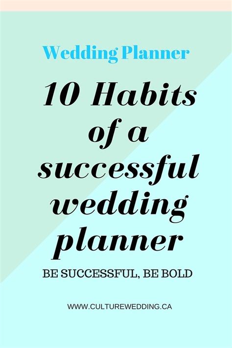 Our guide on starting a wedding planning business covers all the essential information to help you decide if this business is a good match for you. 10 Habits of a Successful Wedding Planner - start a ...