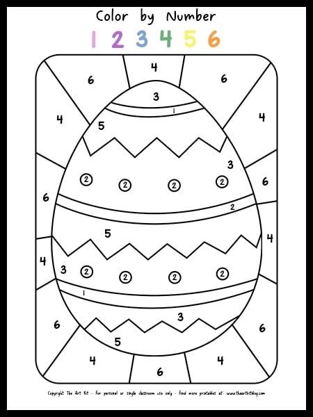 Free Printable Easter Egg Color By Number Coloring Page With Geometric