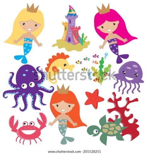 Mermaids Vector Illustration Stock Vector Royalty Free 201528251