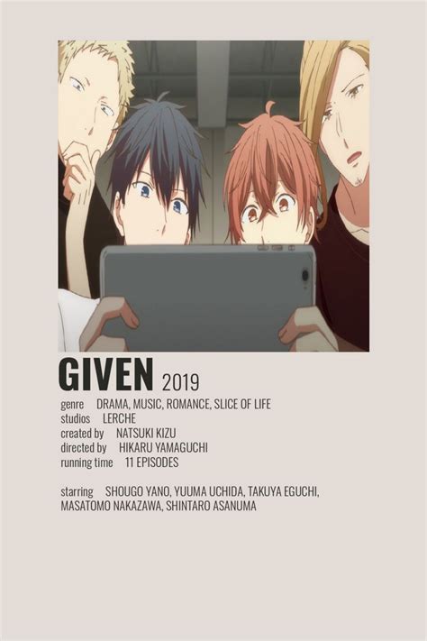 Given Poster By Yassmin Minimalist Poster Anime Slice Of Life