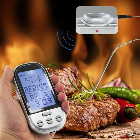Wireless Kitchen Thermometer Barbecue Bbq Food Cooking Lcd Temperature