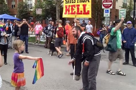 Girl Stands Up Homophobic Street Preacher At Gay Marriage Celebration