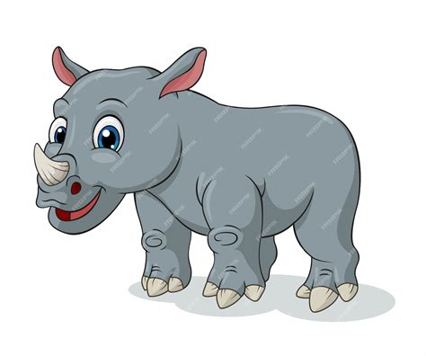 Dibujos Animados De Rinoceronte Adorable Vector Premium