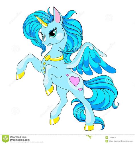 Fairy Tale Character Horse Cartoon Unicorn Blue Unicorn With Long