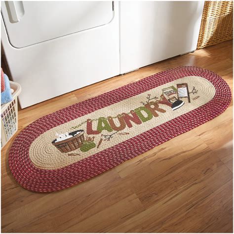 Collections Etc Vintage Laundry Room Decorative Braided Runner Rug