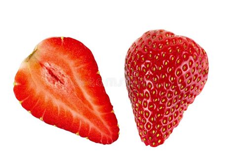 Ripe Sliced Strawberry Fruit On White Background Isolated Stock Image