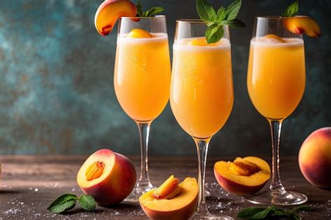 Premium Ai Image Bellini Or Peach Mimosas As Brunch Beverages