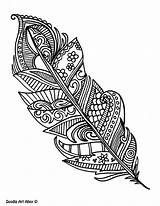 Coloring Peacock Feathers Feather Printable Adult Adults Zentangle Cool Doodle Alley Colouring Colour Indian Simple Doodles Designs Patterns Tattoo sketch template