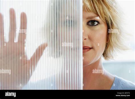 Woman Behind Partition Stock Photo Alamy
