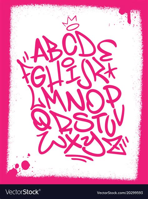 Handwritten Graffiti Font Alphabet Artistic Hip Vector Image