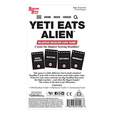 University Games Yeti Eats Alien Make Your Headline Funny Edgy