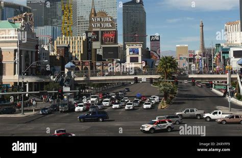 Las Vegas Strip Traffic Day Time Lapse Zoom 4k Stock Video