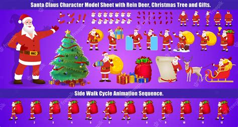 premium vector christmas santa claus character design model sheet