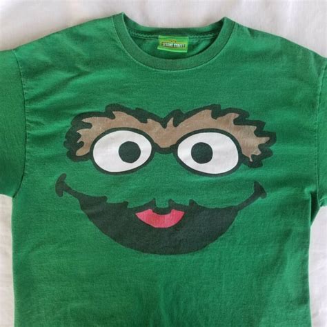 Sesame Street Oscar The Grouch Face Adult Size L T Shirt Green Character EBay