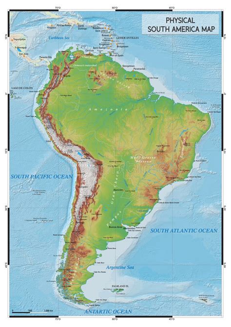 Physical South America Map Stock Vector Illustration Of Peaks 80887735