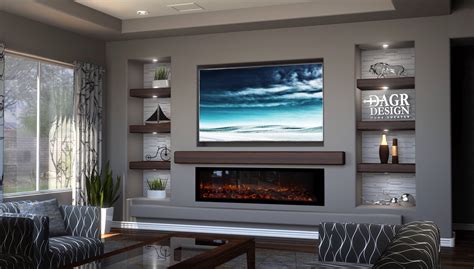 Modern Living Room With Tv Above Fireplace Baci Living Room