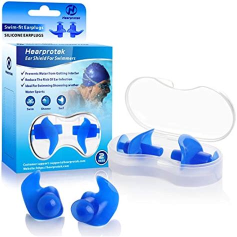 Hearprotek Swimming Ear Plugs 2 Pairs Waterproof Reusable Silicone Ear