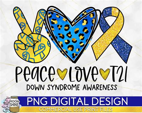 Ribbon Down Syndrome Awareness Blue Awareness Ribbon Peace Love T21 gambar png