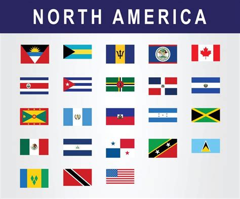 North America North America Map Countries And Flags North America