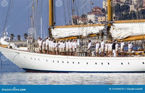 Sailboat With Happy Crew In Imperia Editorial Image Image Of Crew