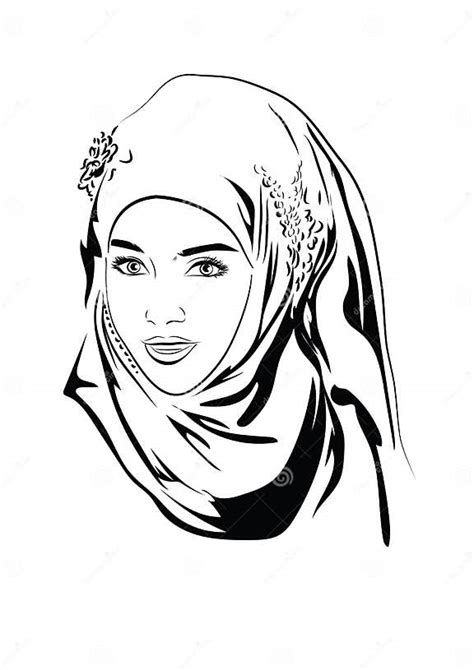 Beautiful Face Of Arabic Muslim Woman Vector Illustration Stock Vector Illustration Of