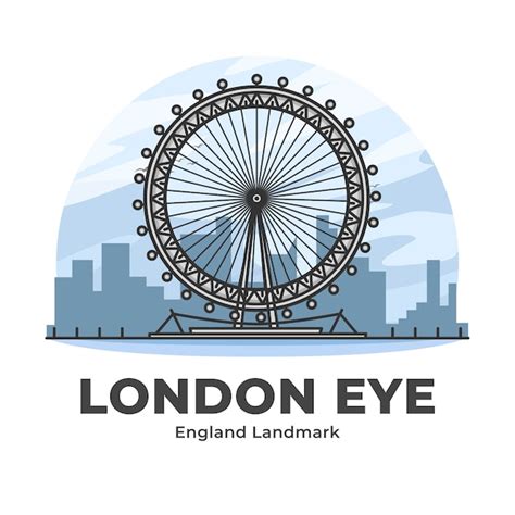 Premium Vector London Eye England Landmark Minimalist Cartoon