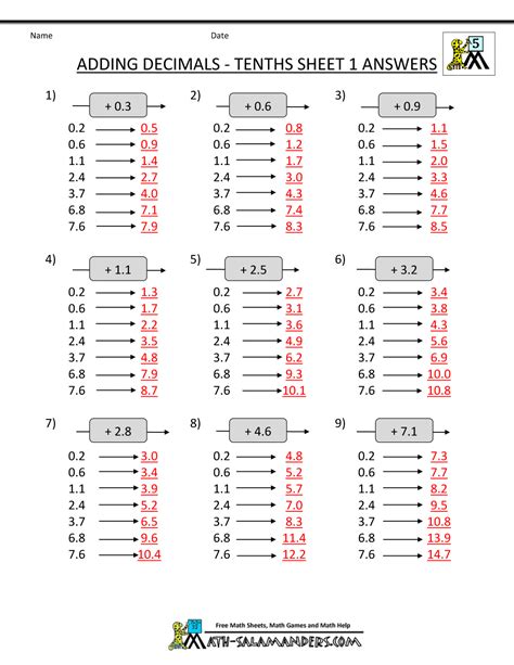 On The Button Math Worksheet Answer Key 5th Grade Math Word