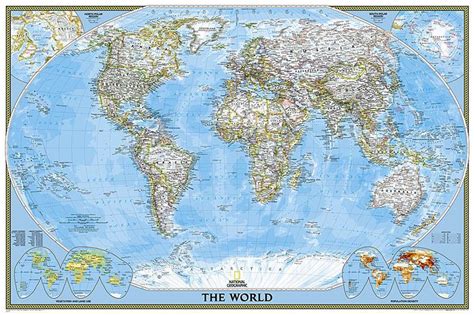 National Geographic World Classic Wall Map Laminated 435 X 305