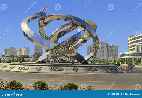 ASHGABAT TURKMENISTAN APRIL 17 2018 Independence Monument With