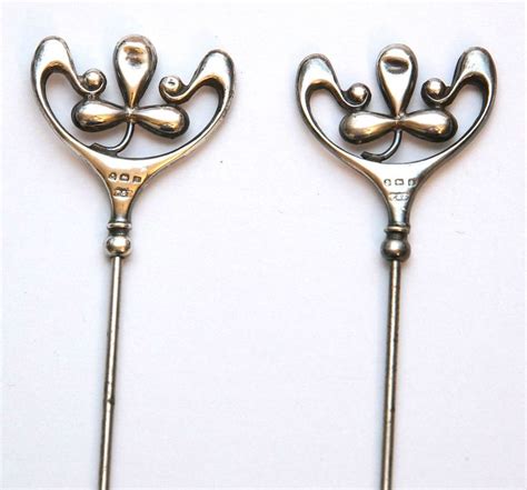 Pair Of Edwardian Charles Horner Style Sterling Silver Hat Pins