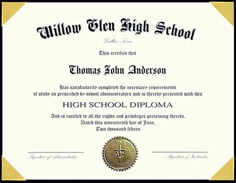 Standard Diploma For High School Homeschool High School Diploma