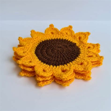 Sunflower Coaster Set Crochet Coasters Set Housewarming T Easter