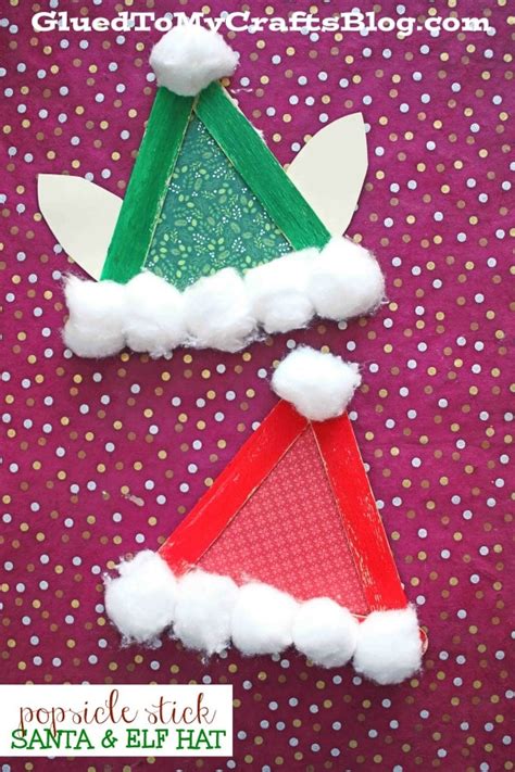 Popsicle Stick Santa And Elf Hats
