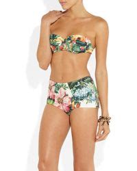 Dolce Gabbana Floral And Fruit Print Bandeau Bikini In White Lyst