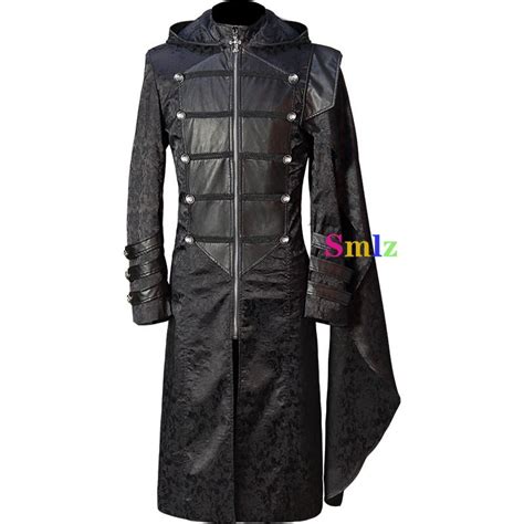 Steampunk Gothic Cosplay Long Trench Top Coat Men Military Peacoat High