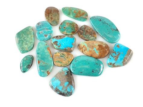 Lot 16pc 435 Ctw Misc Med Large Polished Turquoise Stone Cabs