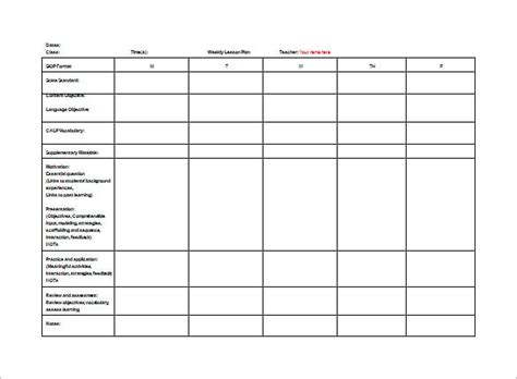 Teacher Lesson Plan Template 8 Free Sample Example Format Download