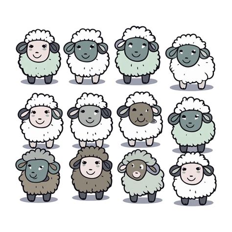 Premium Vector Cute Cartoon Sheeps Collection Vector Illustration