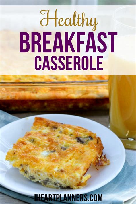 Let cool 5 minutes before serving. Healthy Breakfast Casserole with Eggs - I Heart Planners