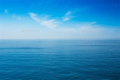 Sea Ocean And Blue Clear Sky Background Stock Photo By Greatbru