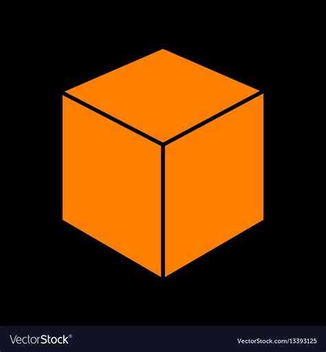 Cube Sign Orange Icon On Black Royalty Free Vector Image
