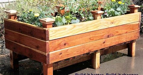 The bottom shelf that is built into this raised bed planter provides a convenient spot for storing garden tools and other items needed for tending to plants. Raised planter box. DIY | Planter boxes | Pinterest ...