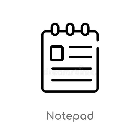 Outline Notepad Vector Icon Isolated Black Simple Line Element