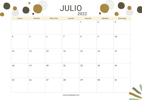 Calendarios Julio 2023 ️ Para Imprimir Gratis