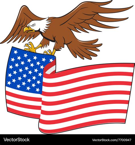 American Bald Eagle Carrying Usa Flag Cartoon Vector Image
