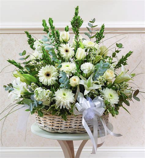 White Sympathy Basket Avas Flowers