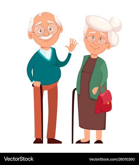 Grandmother Standing Together With Grandfather Vector Image