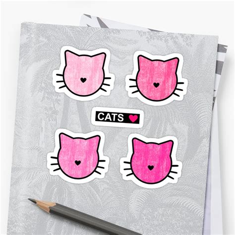 Mini Pink Cat Sticker By Okihanashop Redbubble