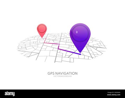 Map Gps Navigation City Street Map With Pins Route Dashboard App Vector Route Navigator 2G2DAX4 