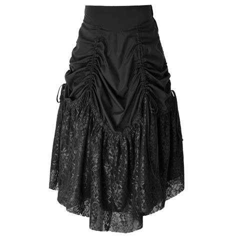 Black Vintage Gothic Skirt Women Victorian Goth Costume Clothing Lace